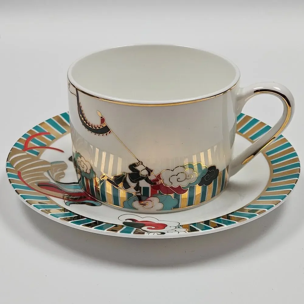 Forbidden City Culture Zijin Bingxi Anamorphic Mirror Cup & Saucer Porcelain Set